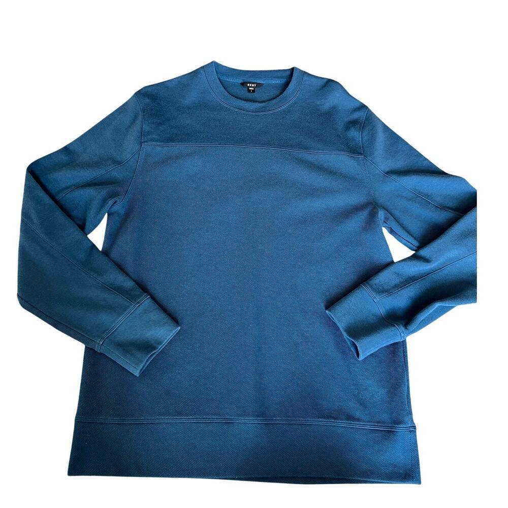 Men's DKNY Pullover/Sweater, Large, Blue, Textured, Round Neck